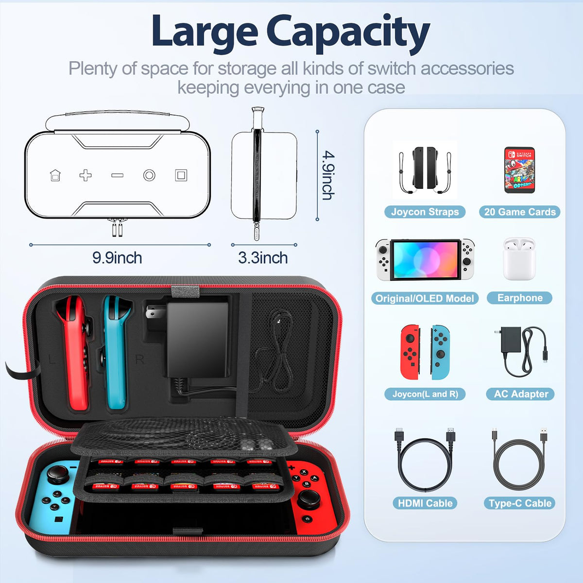 Switch OLED Carrying Case with 20 Games N3417