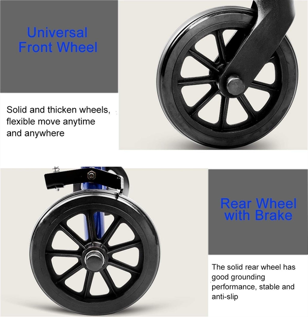 Blue Rolling Walker with Seat Basket Brakes Q1033