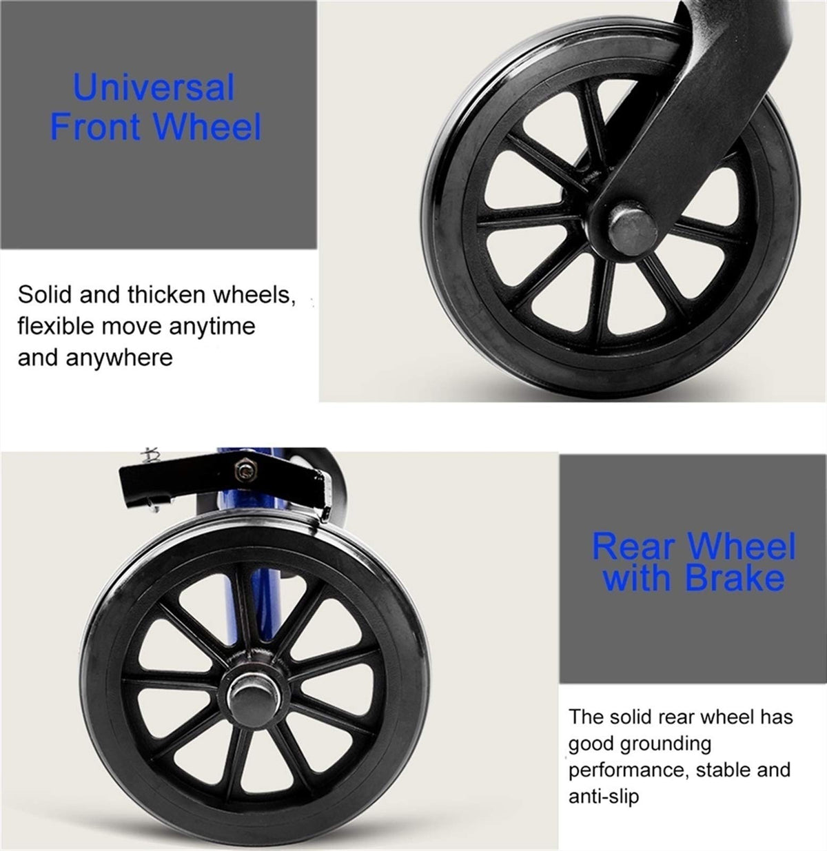Blue Rolling Walker with Seat Basket Brakes Q1033
