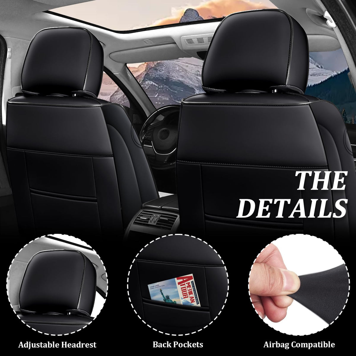 Waterproof Nappa Leather Full Set Car Seat Covers S973