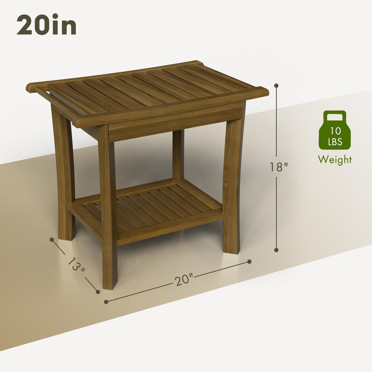 Teak Wood Shower Bench with Shelf & Arms D794