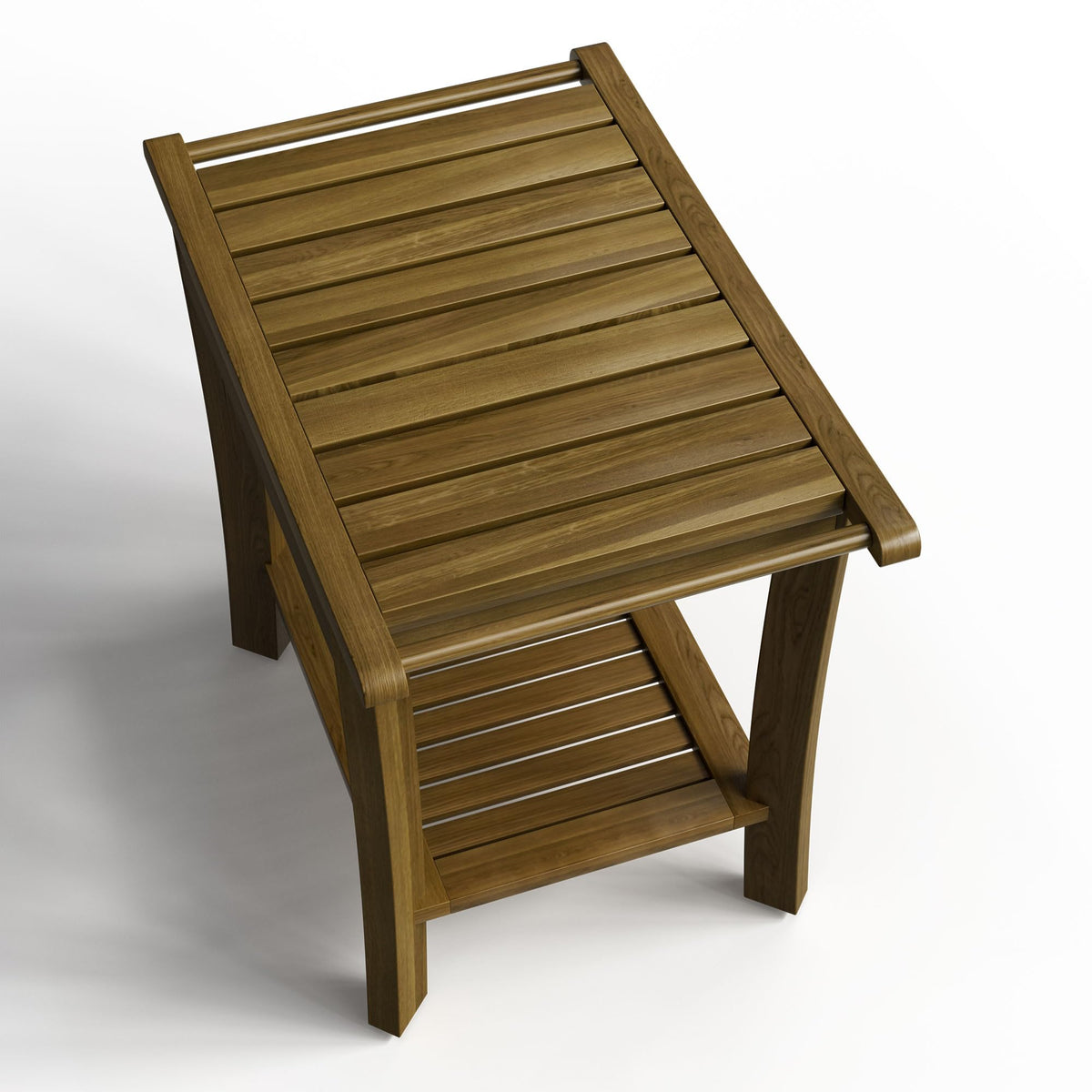 Teak Wood Shower Bench with Shelf & Arms D794