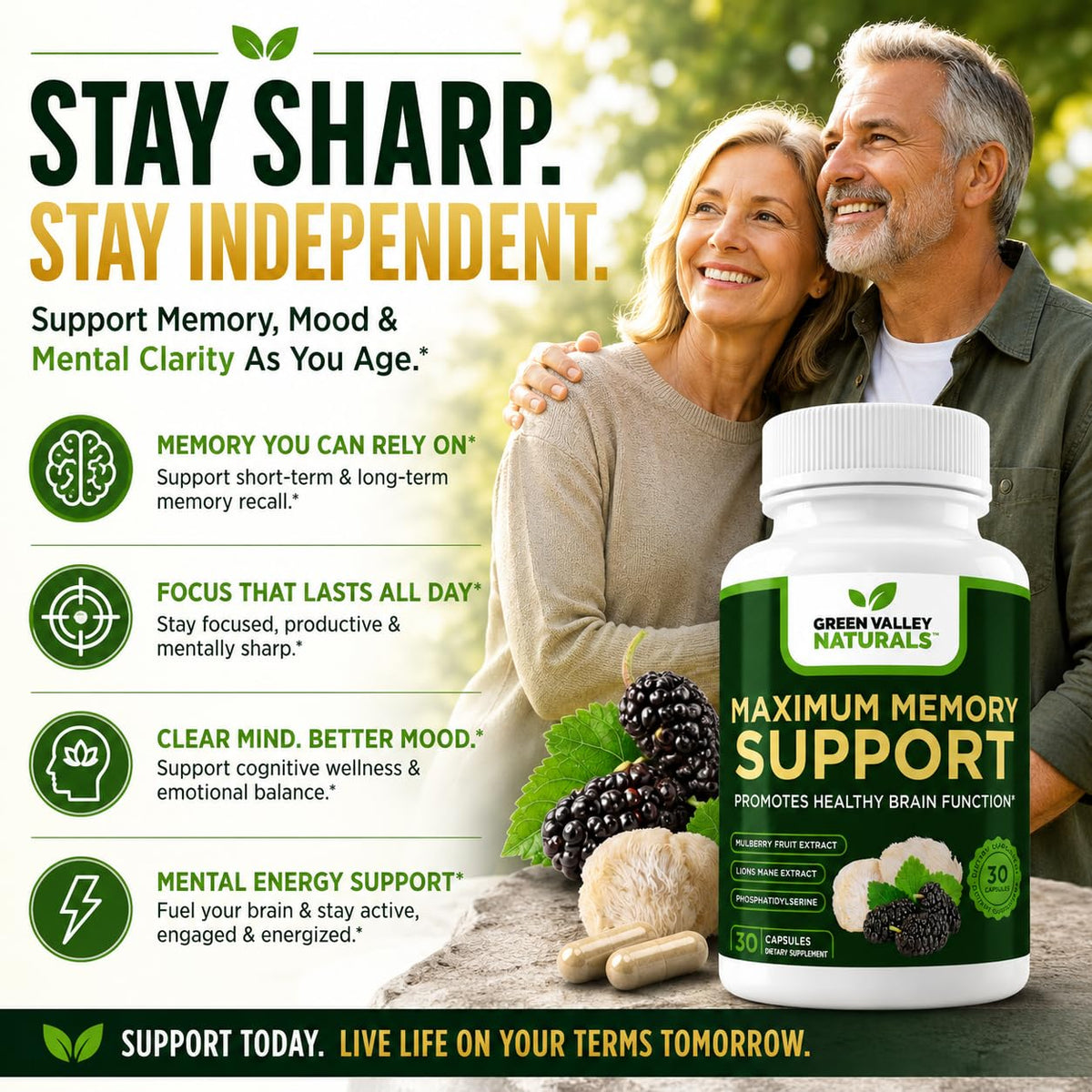Lion's Mane Mulberry Phosphatidylserine 30 Capsules I44172