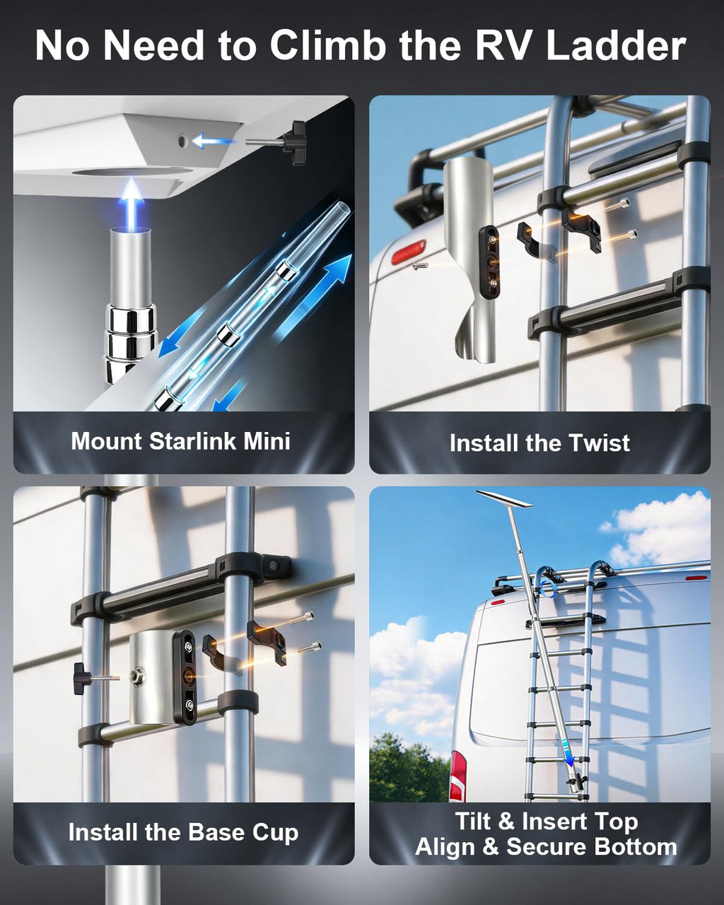 Adjustable Telescoping Flag Pole Mount Kit with Adapter E613580