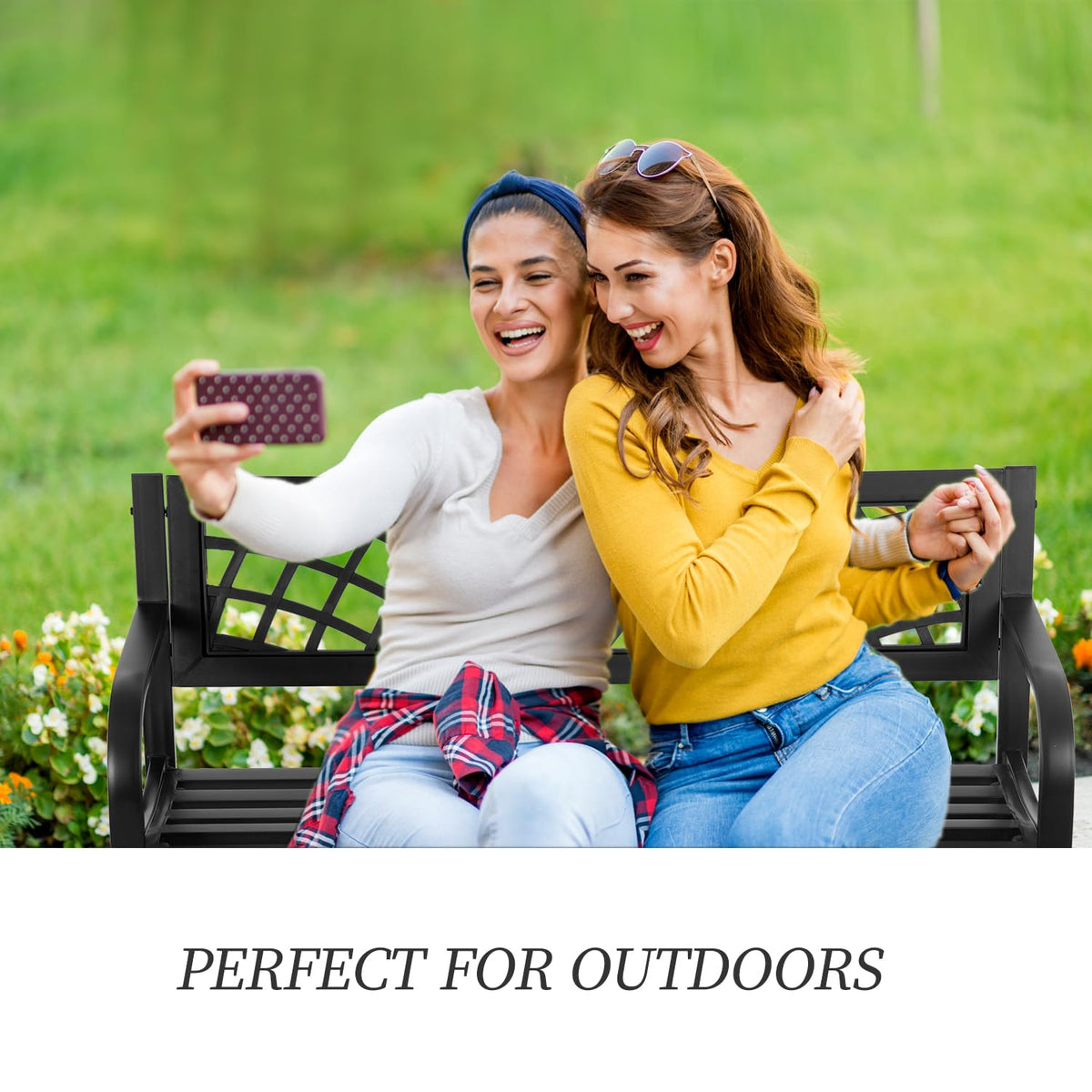 Black Outdoor Garden Bench O353