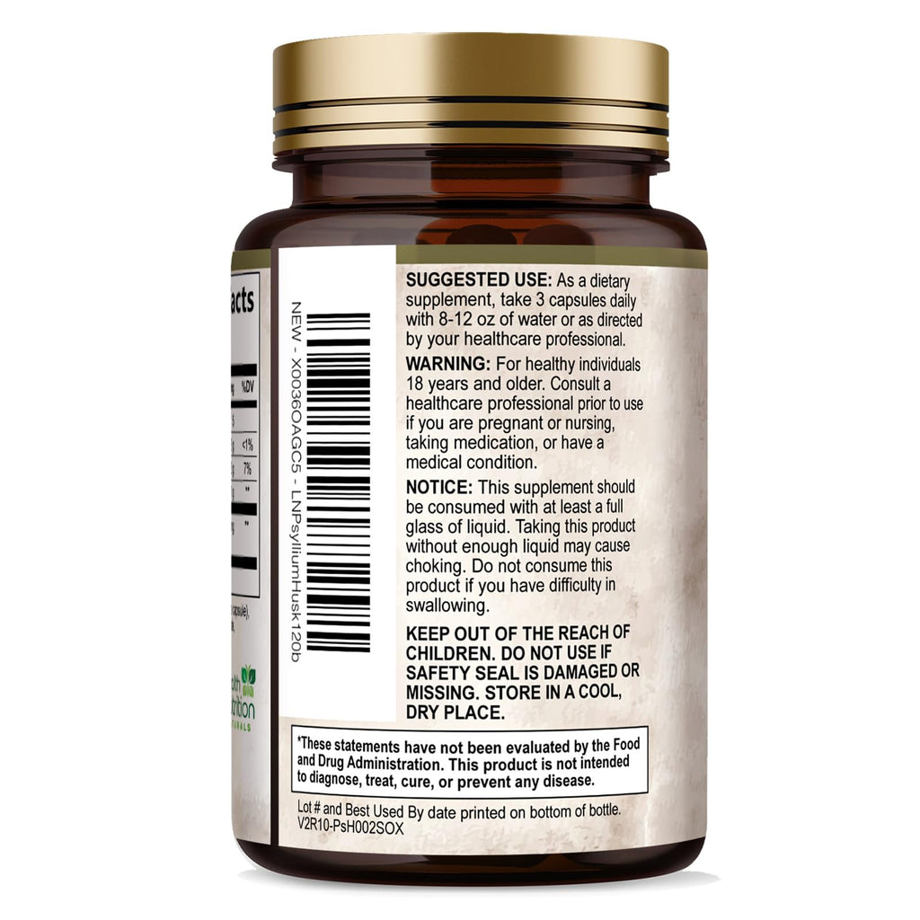 Psyllium Husk Capsules 2000 mg 120 Capsules U219