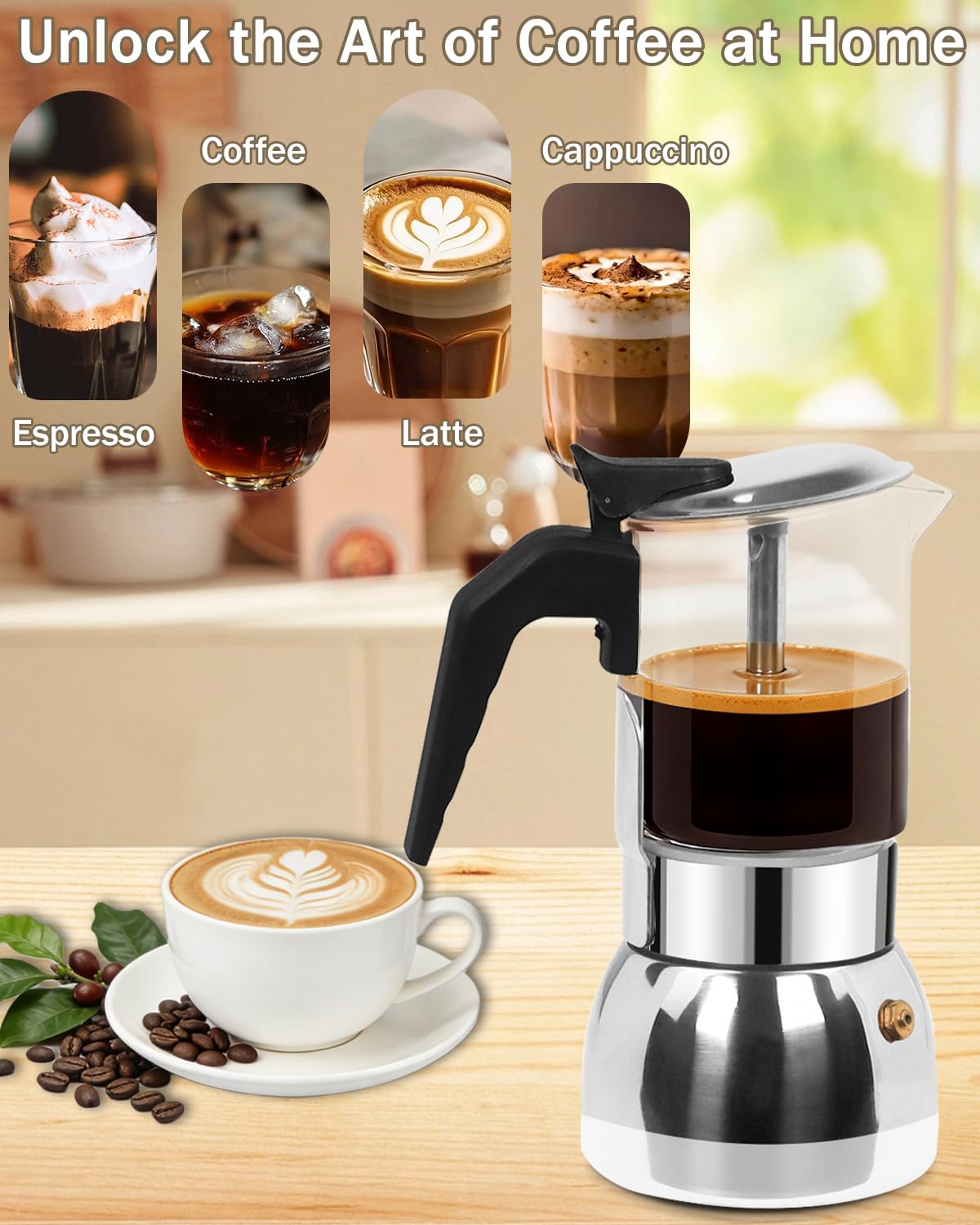 9 Cup 15 oz Stovetop Espresso Moka Pot G484