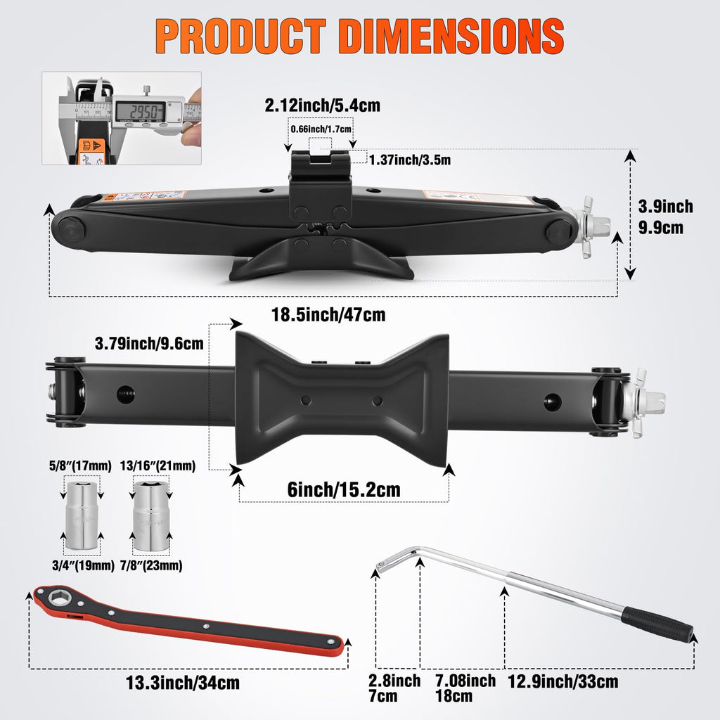 1.5 Ton Scissor Jack with Ratchet Lug Wrench X77574