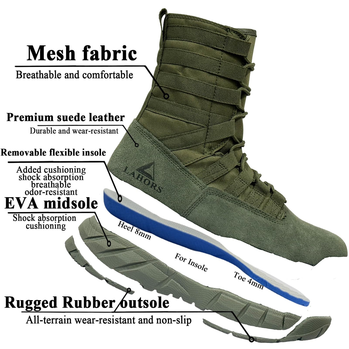 Lightweight Side Zip Tactical Boots I2165