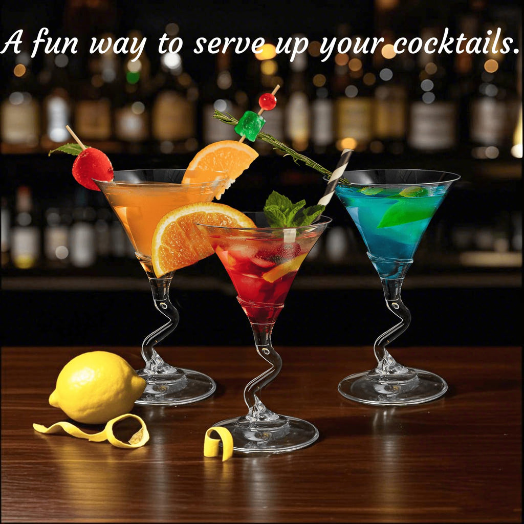 18 Pack 5 Oz Plastic Martini Glasses with Twisted Stem C89840