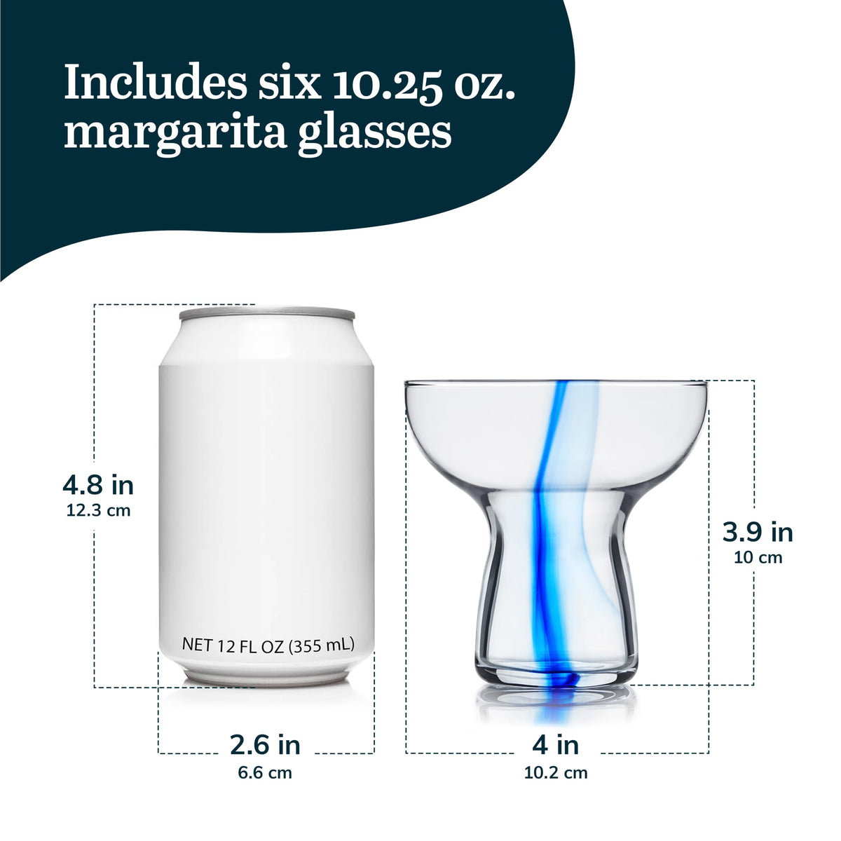 Blue Ribbon Stemless Margarita Glasses Set of 6 U9856