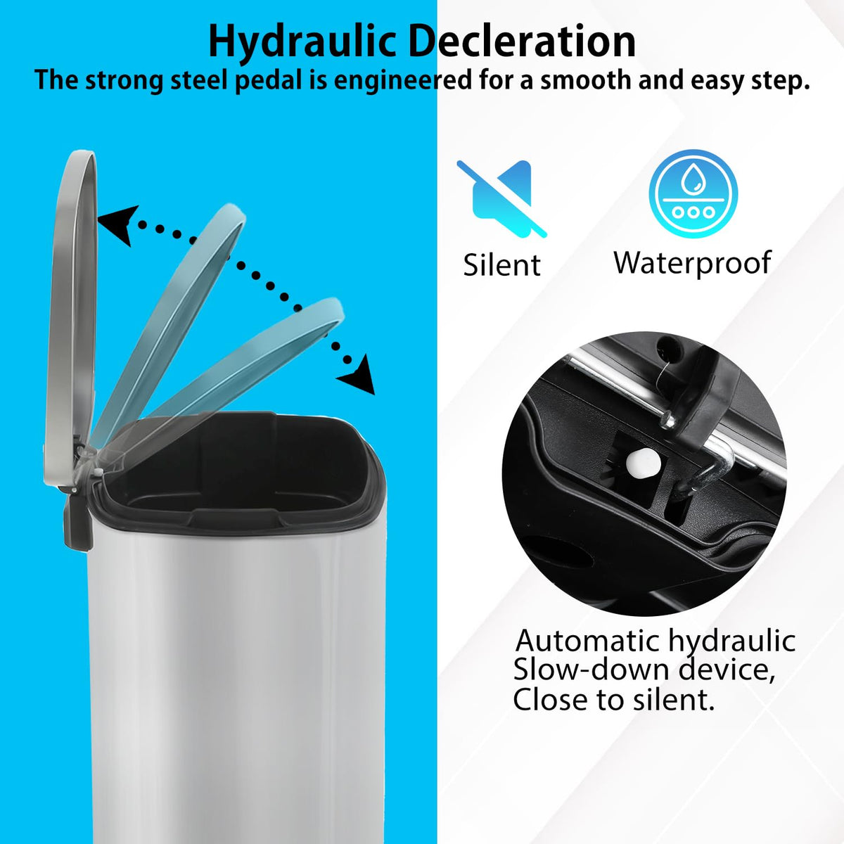 Stainless Steel Trash Can with Lid O216697