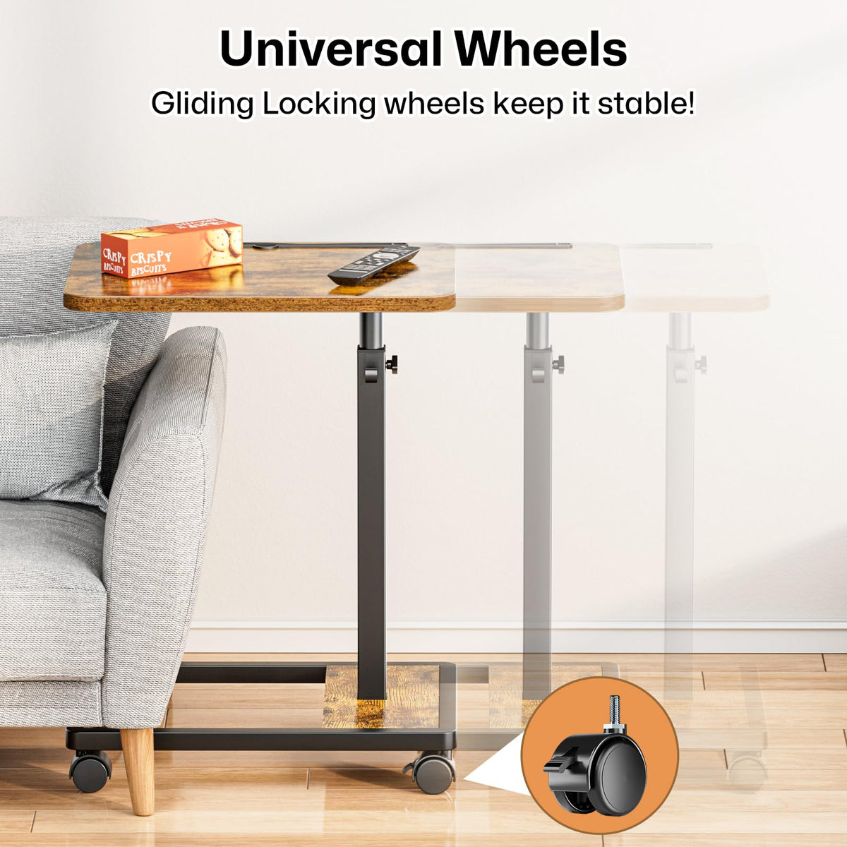 Adjustable TV Tray Table with Wheels Z939