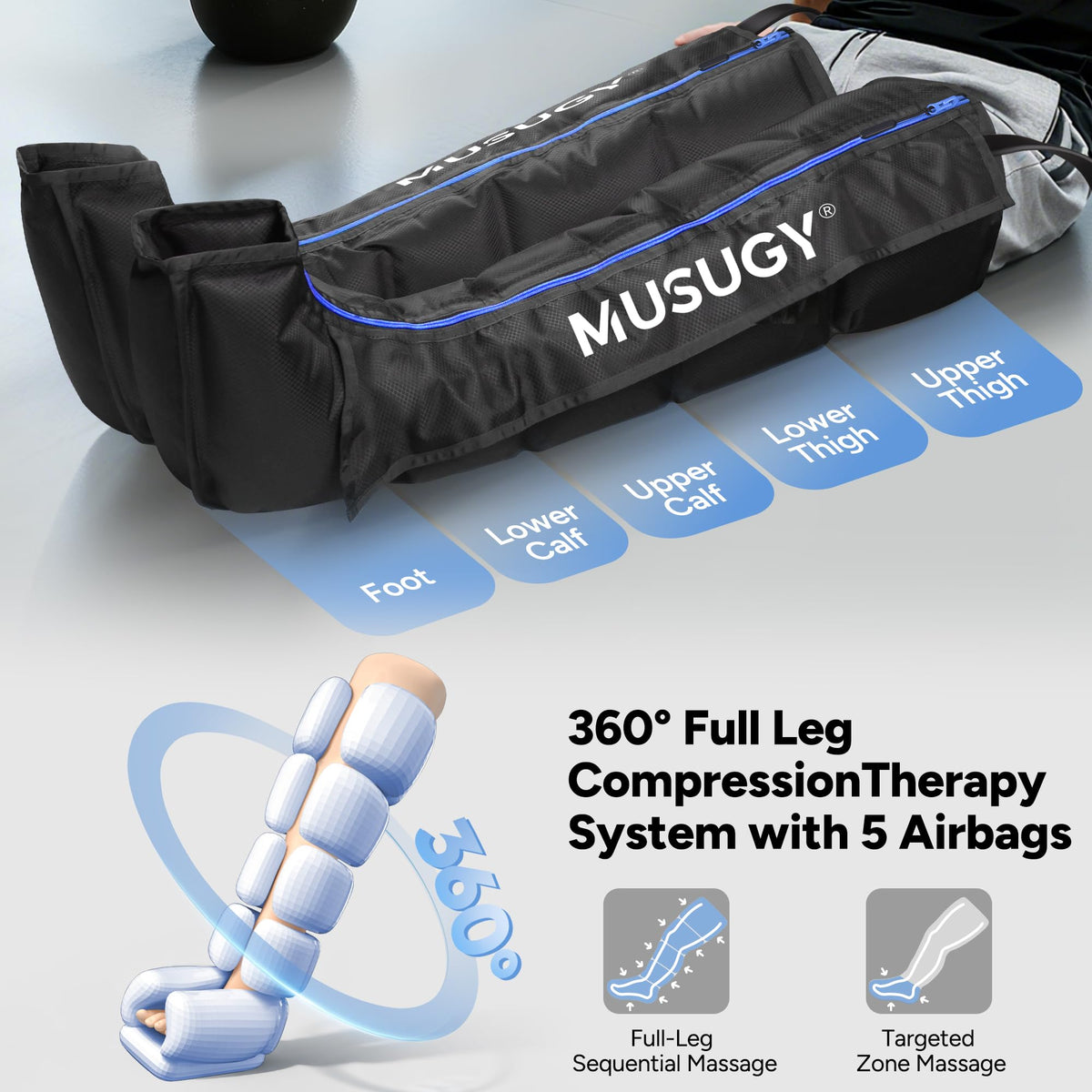 Leg Compression Massager with 9 Intensity, 6 Modes, 3 Timers V222