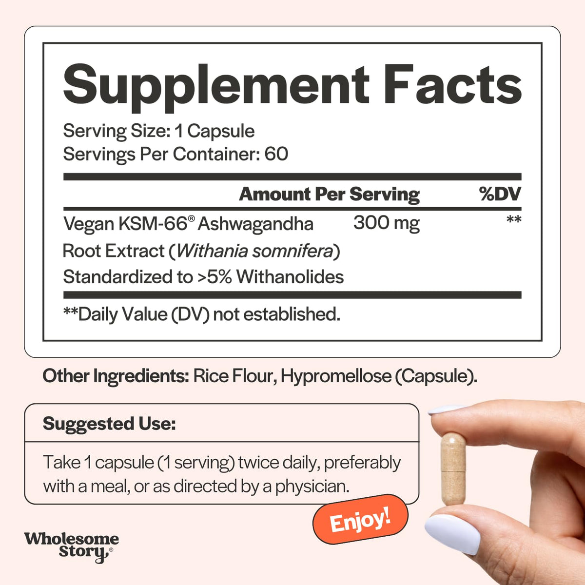 Vegan Ashwagandha Capsules 300mg 60 Pills K260913