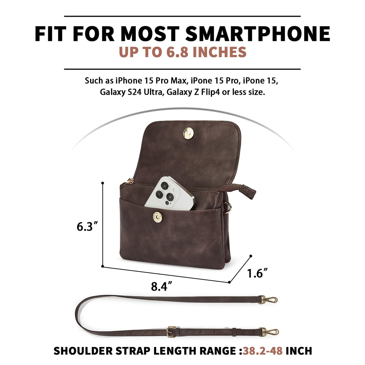 Small Vegan Leather Crossbody Bag with Adjustable Strap E9536