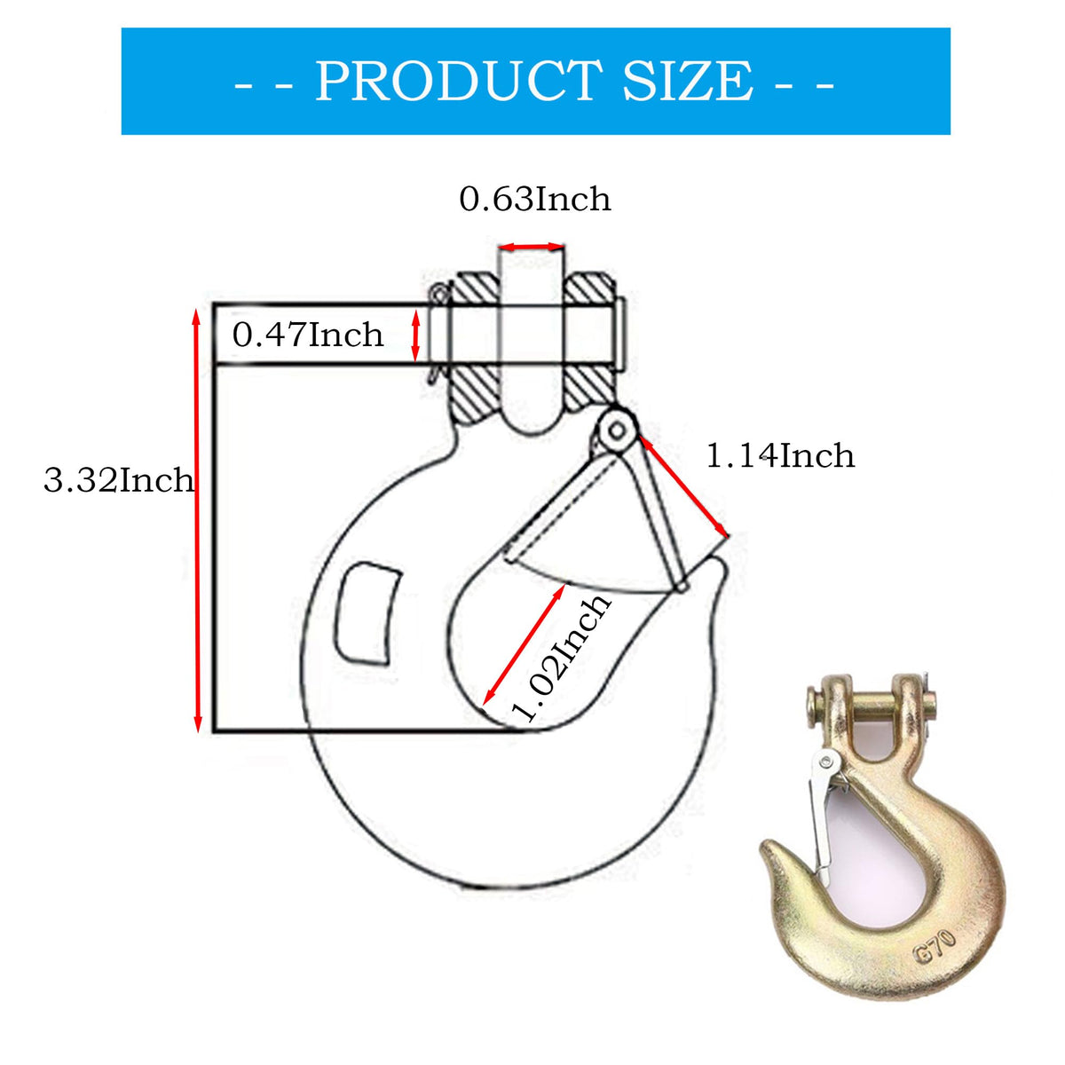 3/8 Inch Heavy Duty Forged Clevis Slip Hook with Safety Latch, 18,000 Lbs Capacity X97683