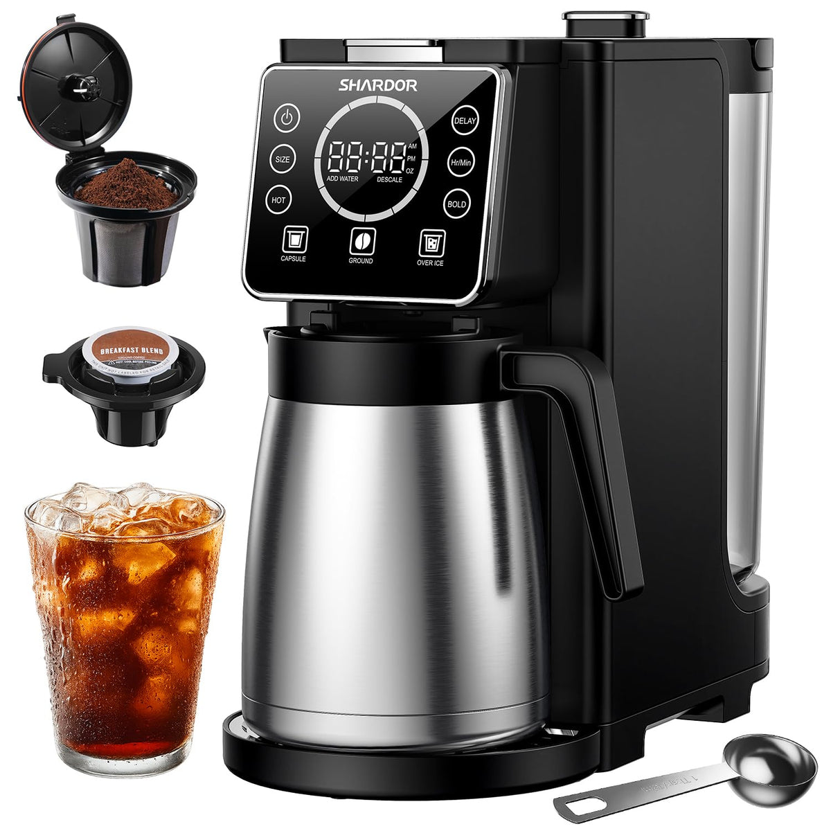 Single Serve Coffee Maker with Thermal Carafe, Matte Black I3444