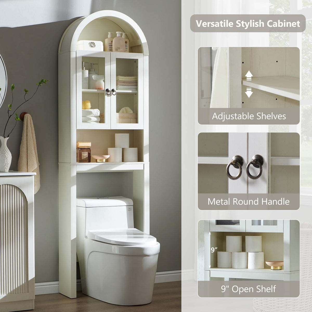 Antique White Over The Toilet Storage Cabinet V53750