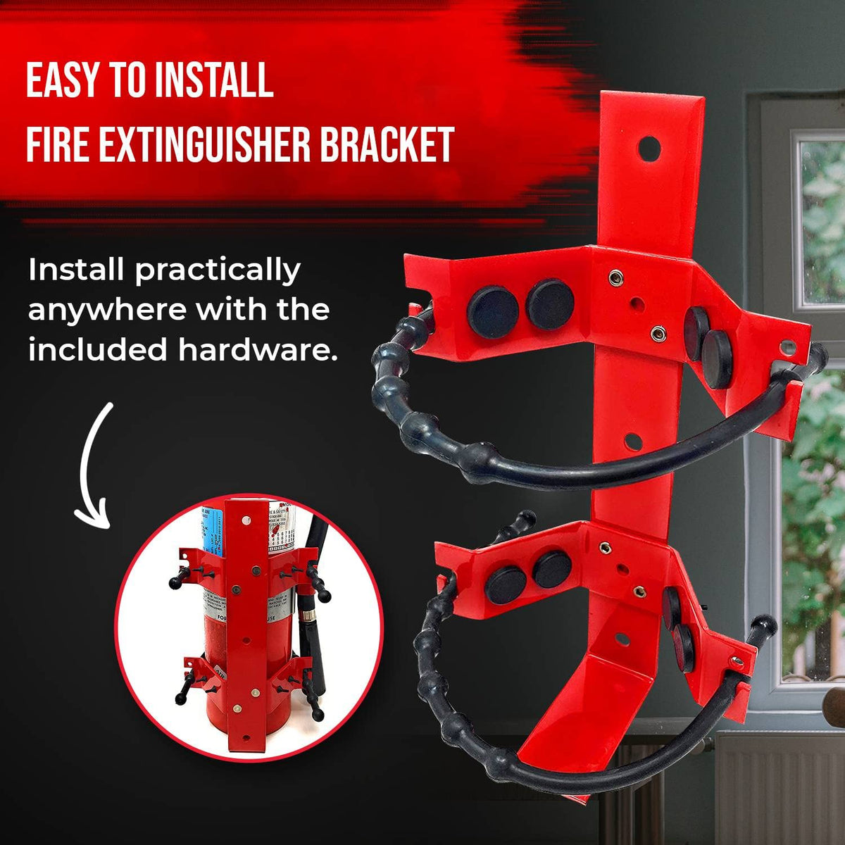 Heavy Duty Wall Mount Fire Extinguisher Bracket for 2.5 lb & 5 lb, Pack of 2 C4275