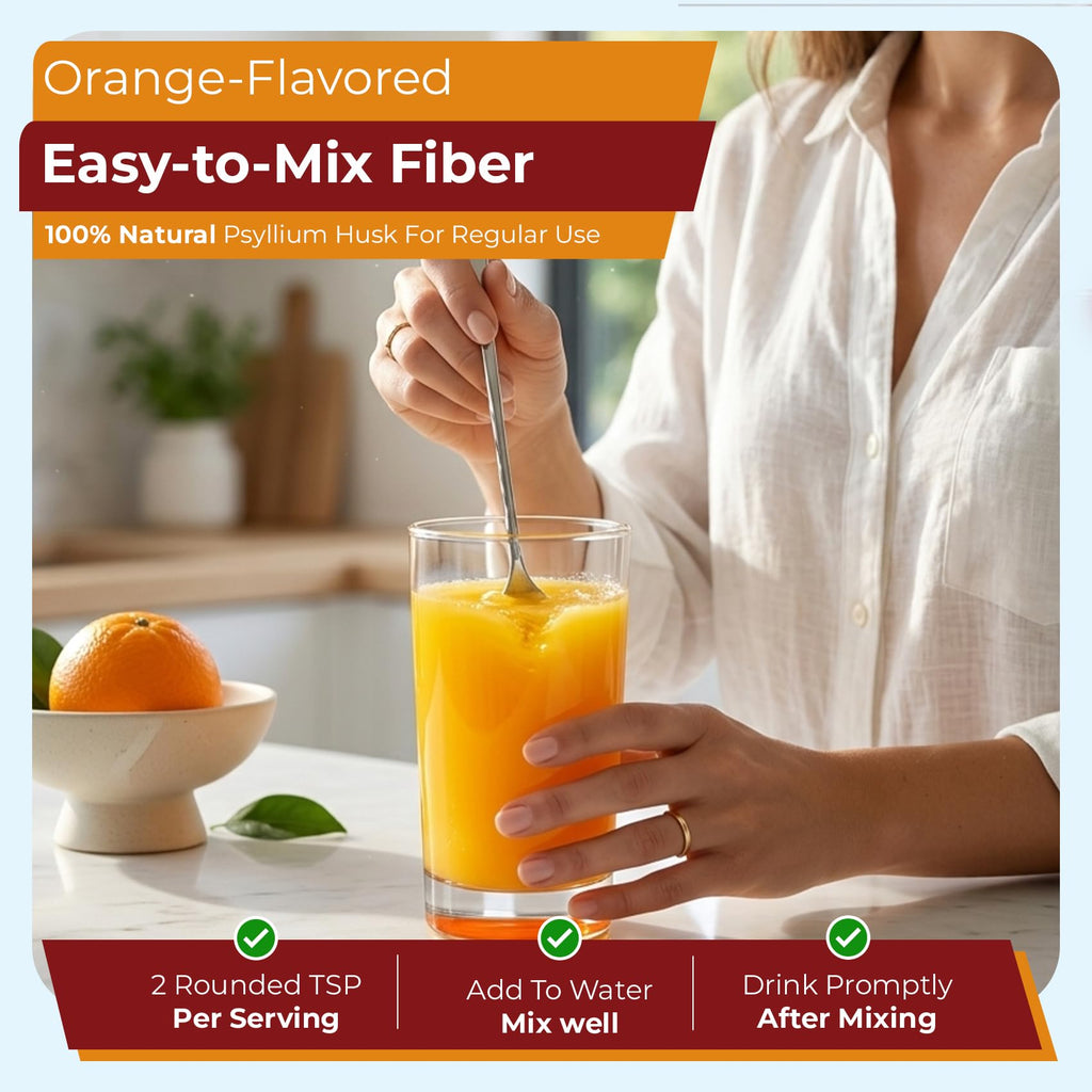 Psyllium Husk Powder Fiber Supplement, Orange Flavor, 15 oz P7901