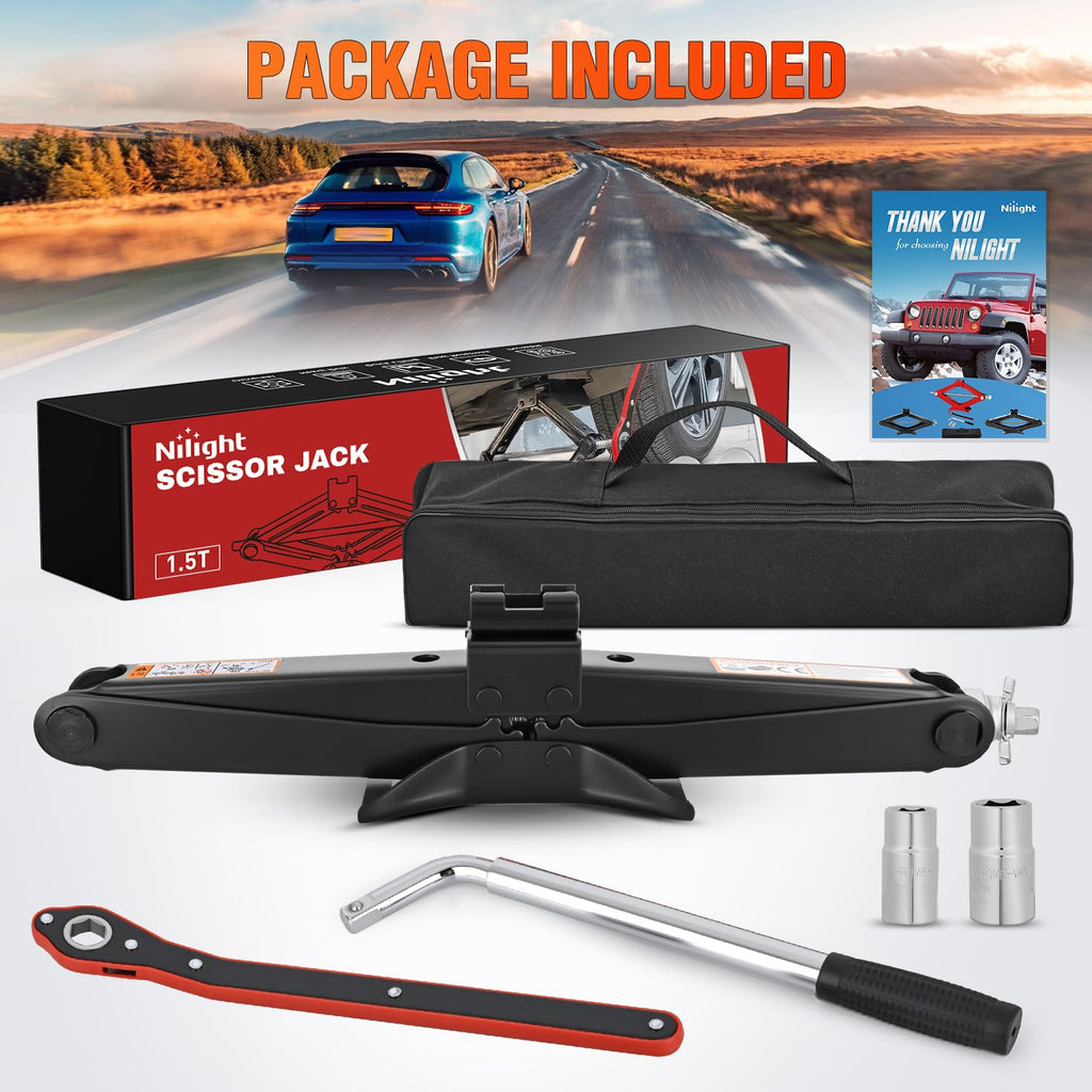 1.5 Ton Scissor Jack with Ratchet Lug Wrench X77574