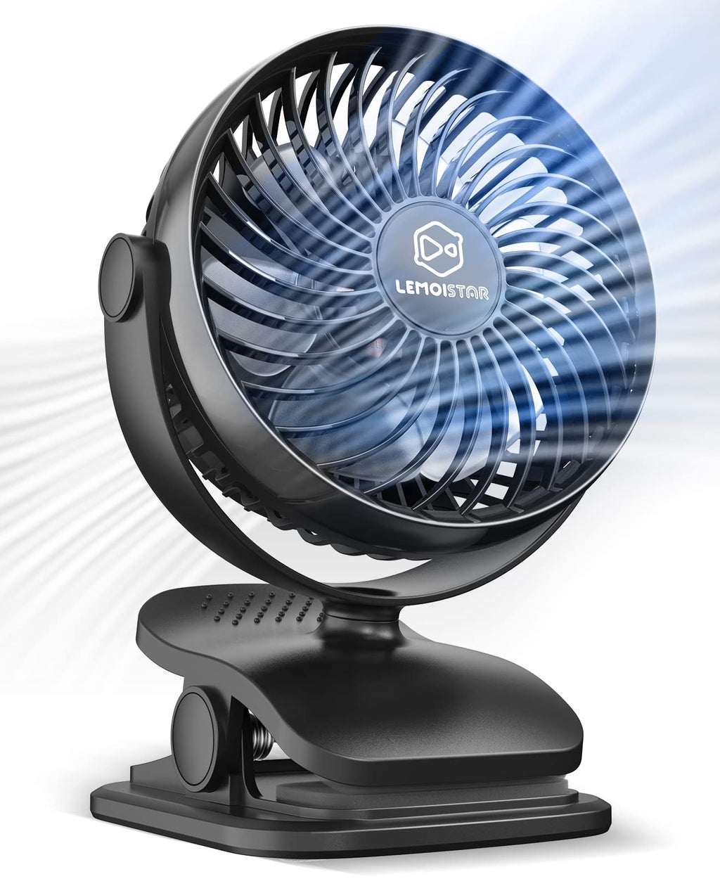 Battery Operated Clip on Fan, USB Powered Portable Desk Fan 4 Speeds P1725