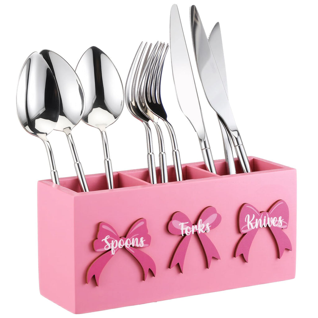 Pink Wood Utensil Holder W121196