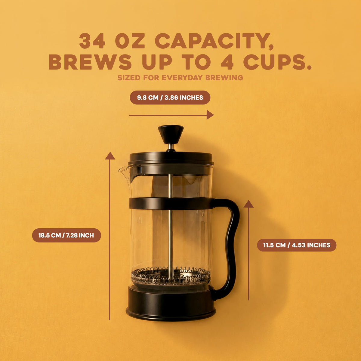 Borosilicate Glass French Press Coffee Maker 34 Oz B218