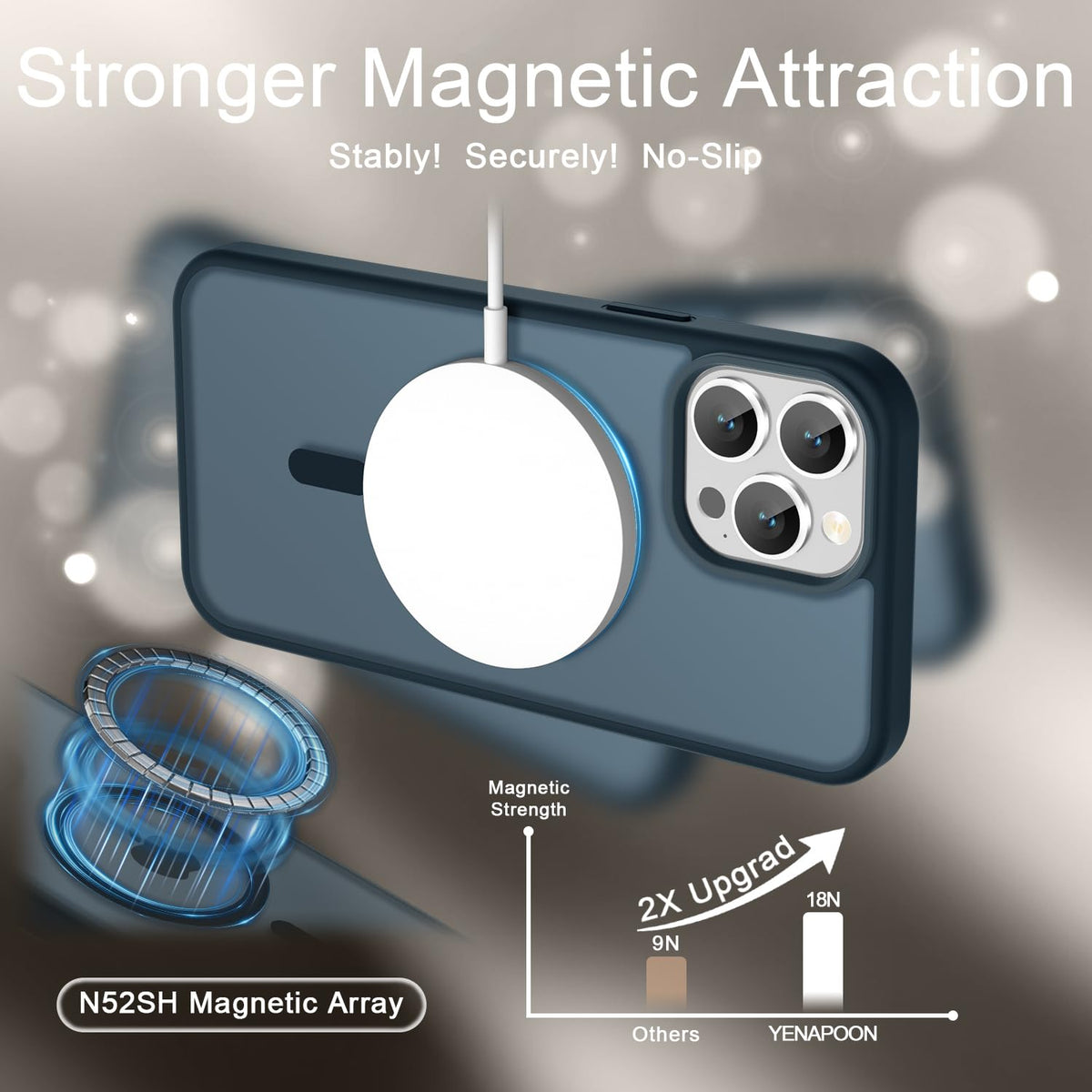 Matte Magnetic Navy Blue Phone Case U981430