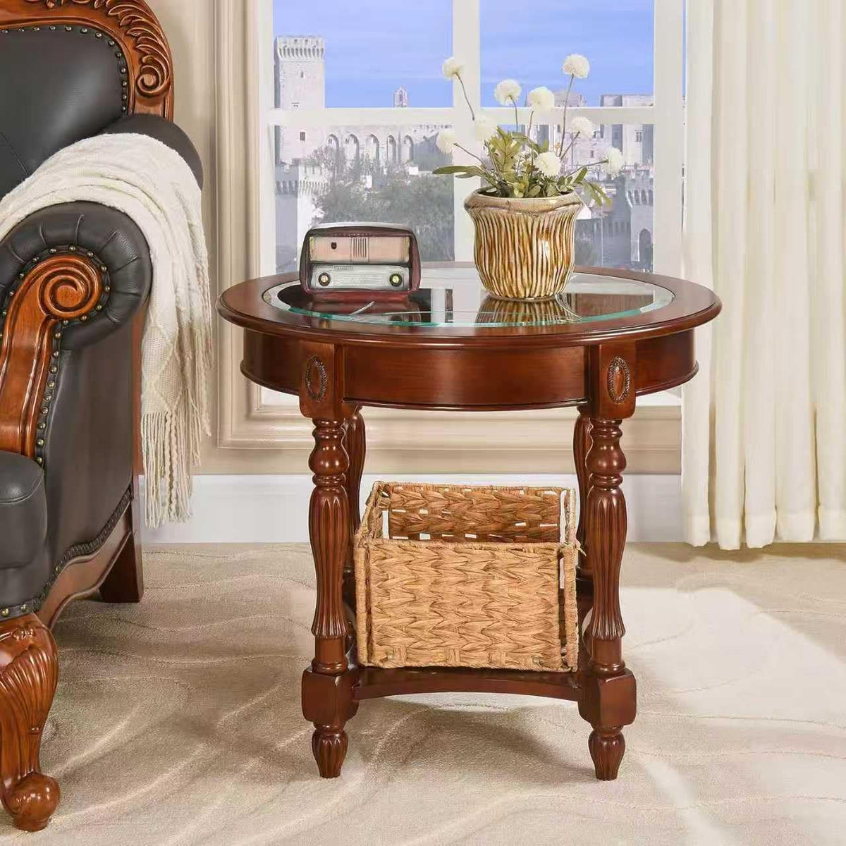 Solid Wood Oval End Table V7837