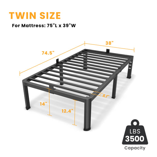 14 Inch Twin Metal Bed Frame F226304