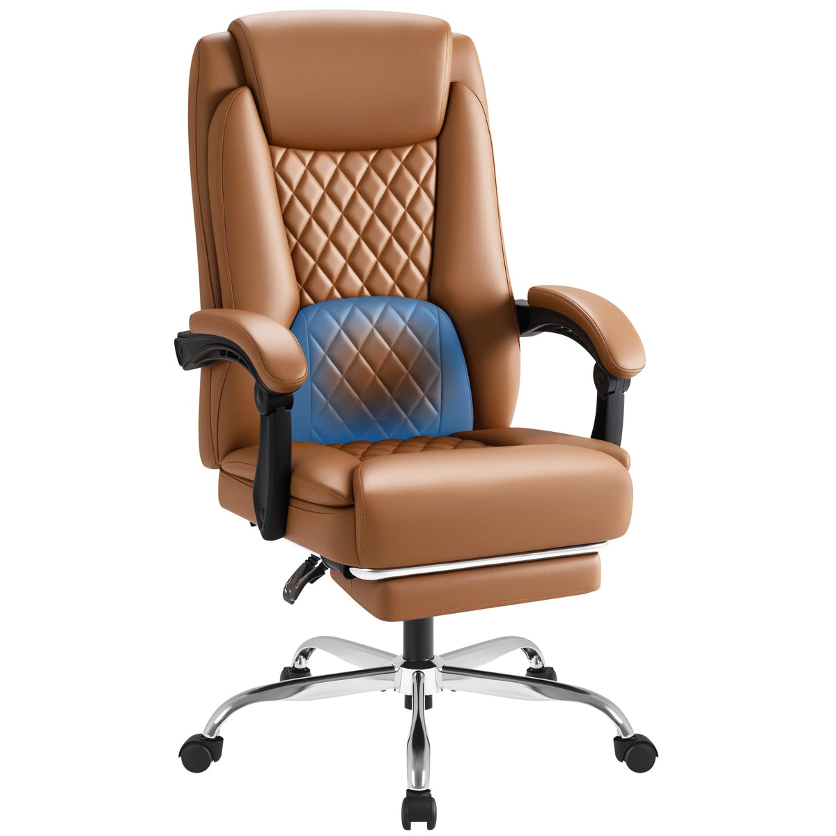 Brown Leather Ergonomic High Back Office Chair with Footrest X62945