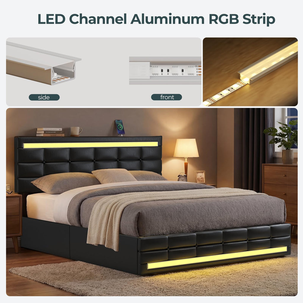 Queen Bed Frame with 4 Storage Drawers M504327