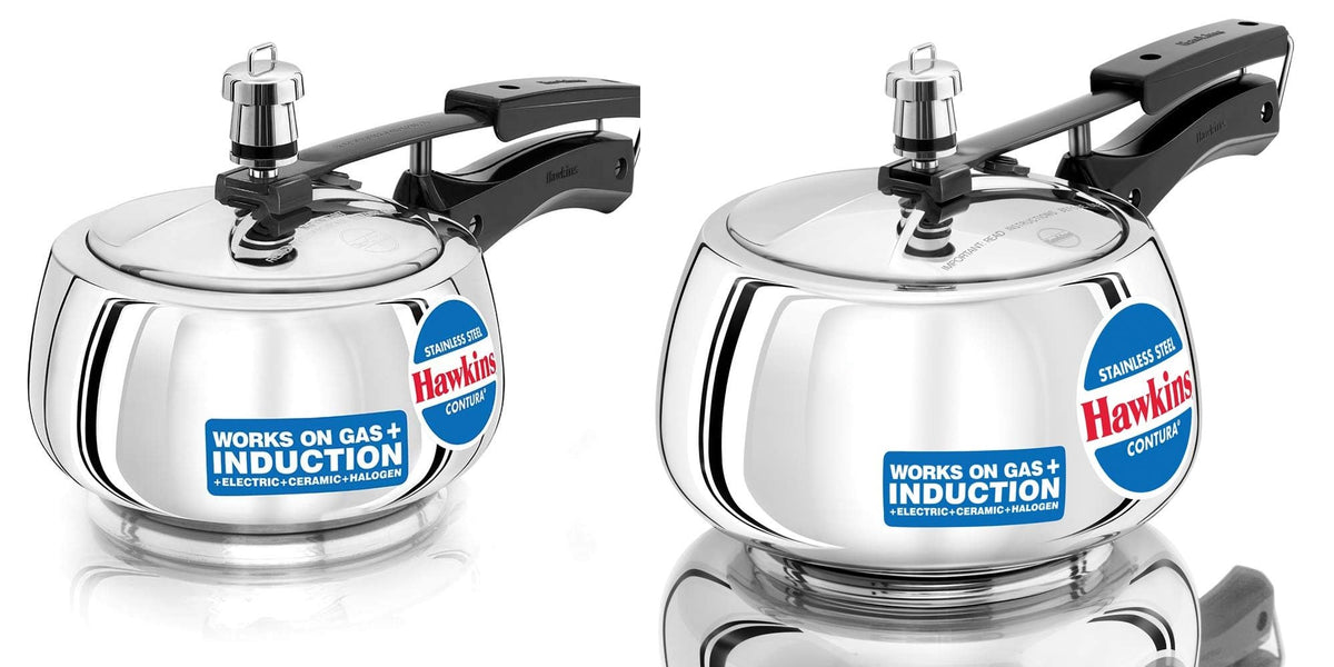 Stainless Steel Induction Gas Compatible Pressure Cooker Combo Set, Silver (1.5 litre and 3 litre) F920