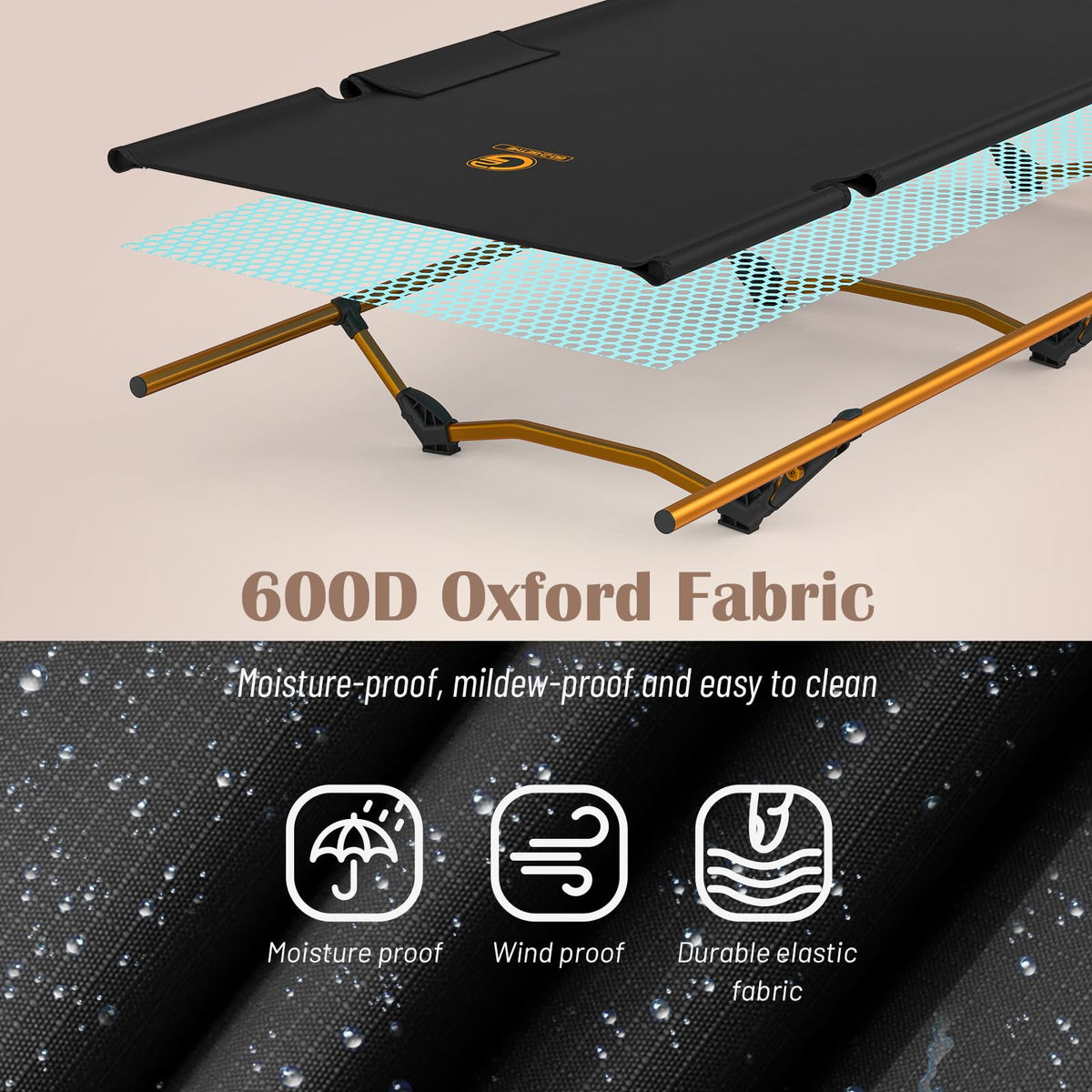 Foldable Camping Cot with Storage Bag V17346