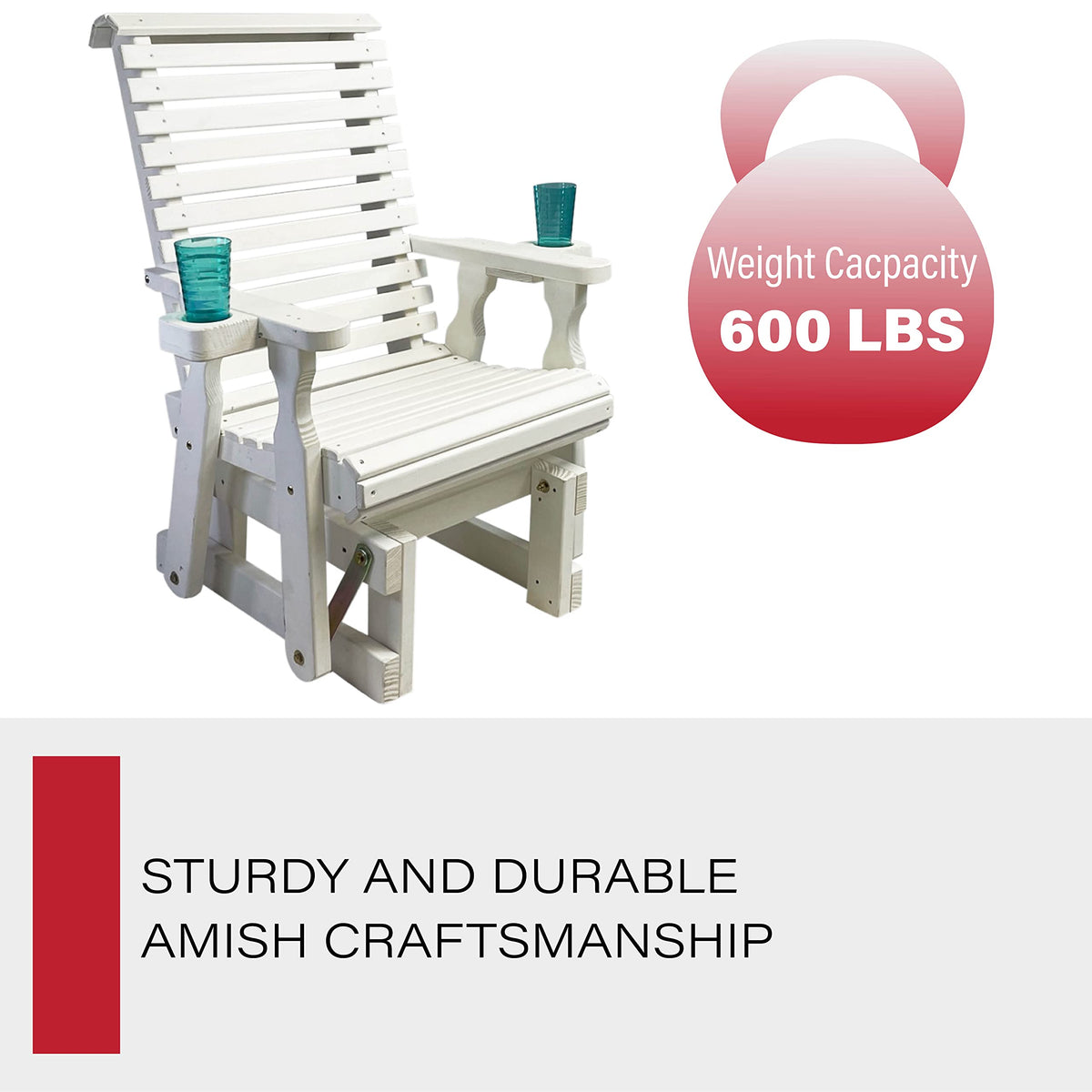 Heavy Duty 600 Lb High Back Glider Chair with Cupholders E548132