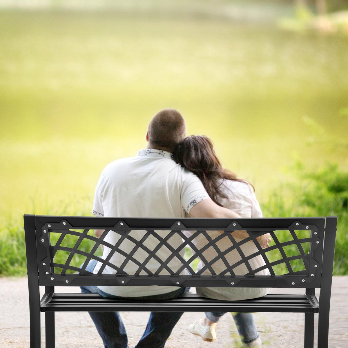 Black Outdoor Garden Bench O353