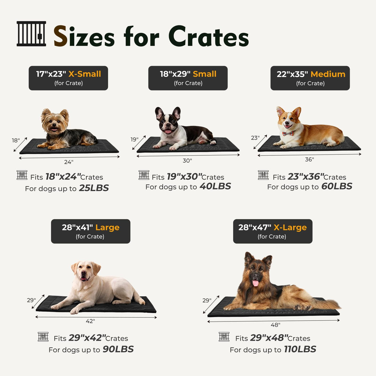 Chew Proof Dog Crate Pad Large 28"x41" F69911