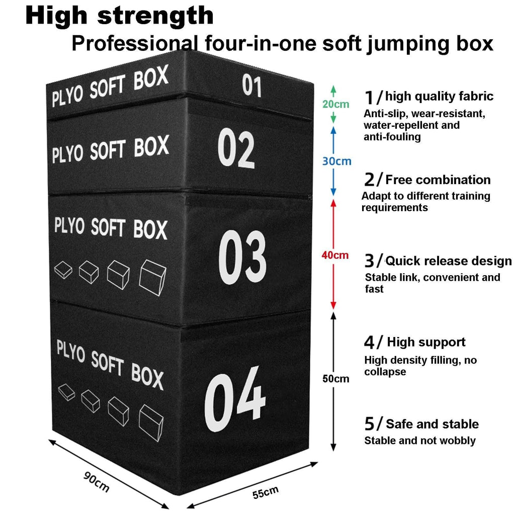 4-in-1 Foam Jumping Exercise Box Non-slip PU Leather Cover Z183647