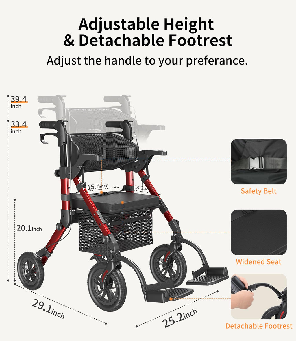 2 in 1 Walker Wheelchair Combo U5936