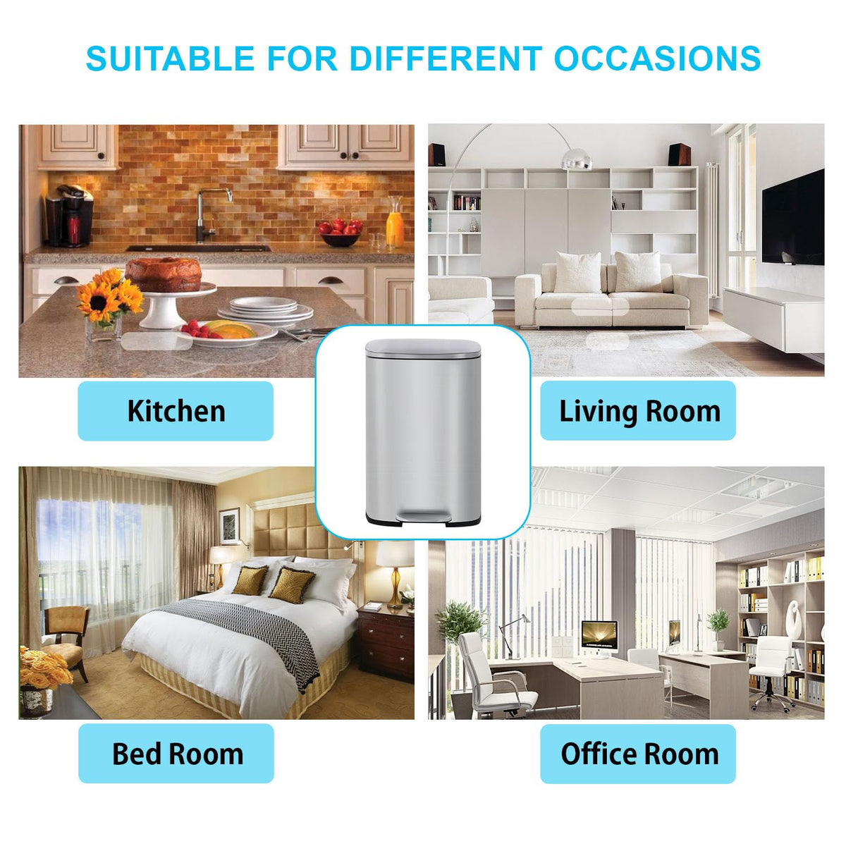 Stainless Steel Trash Can with Lid O216697