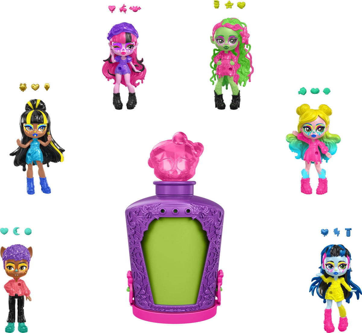 Mini Dolls and Accessories with Water Reveal & Charms D153