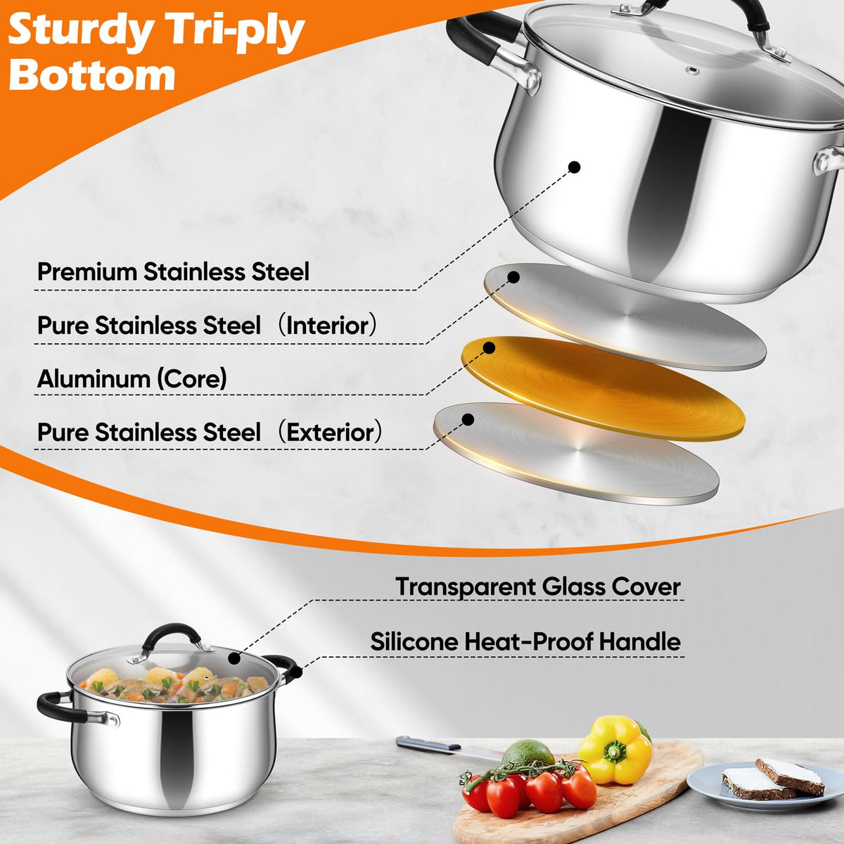 6 Quart Stainless Steel Stock Pot B70360