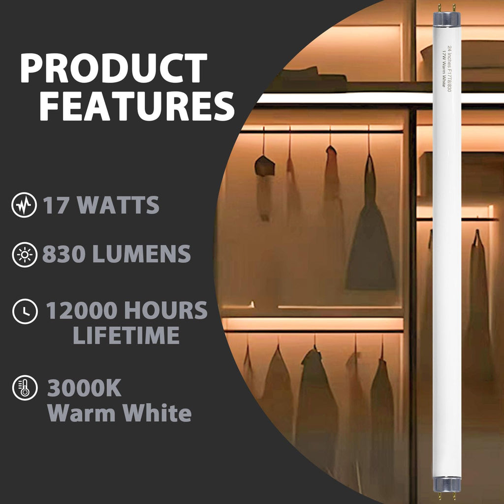 24 inch Warm White Fluorescent Tube Light 8 Pack H193