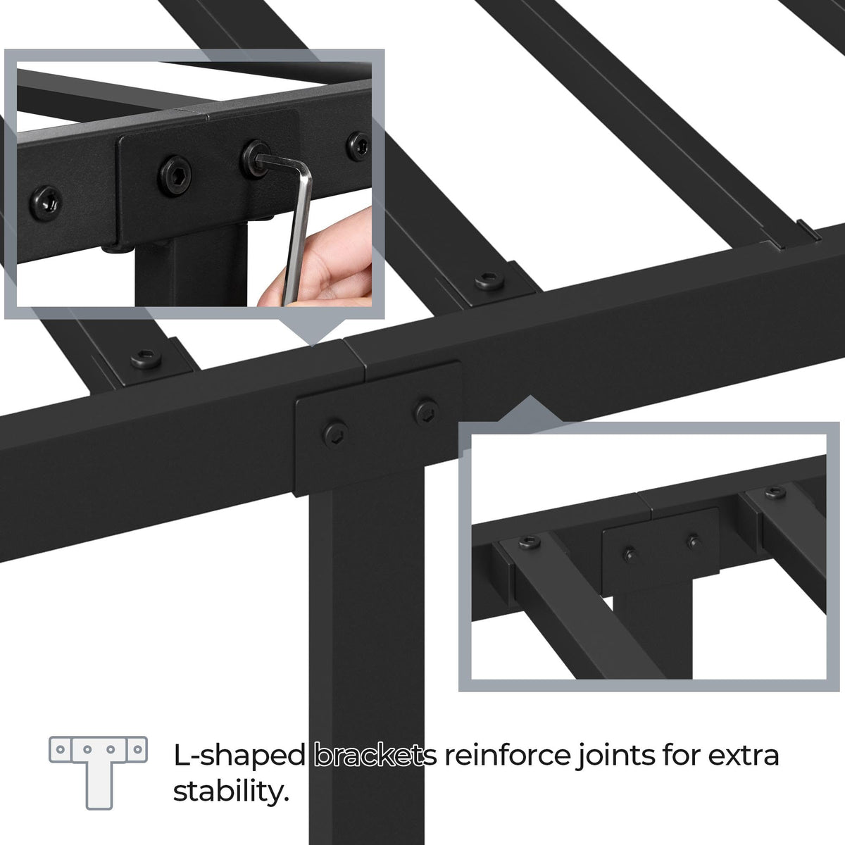 Black Full Metal Platform Bed Frame with Headboard T831532