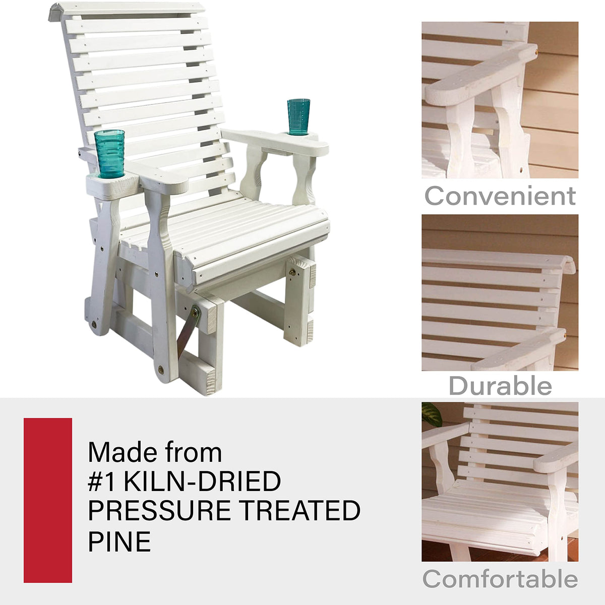 Heavy Duty 600 Lb High Back Glider Chair with Cupholders E548132