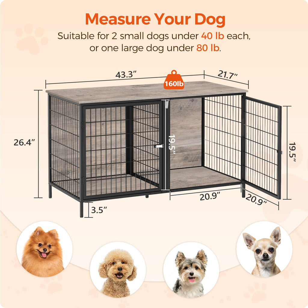 Greige Dog Crate Furniture D387