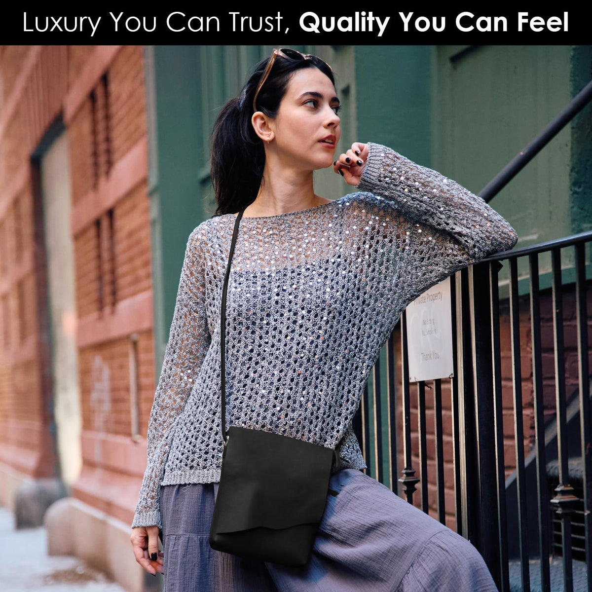 Leather Mini Crossbody Bag with RFID Blocking R2196