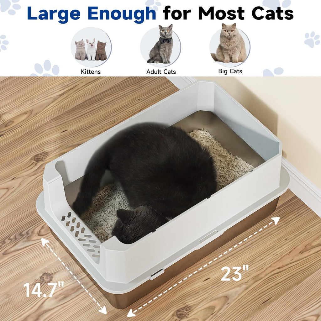 Large Stainless Steel Covered Cat Litter Box with Scoop P895972